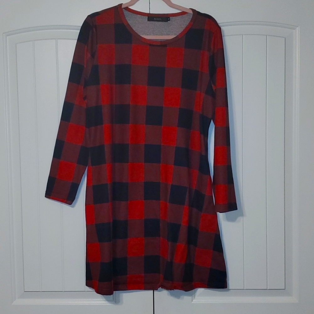 NWOT Womens Plaid Long Sleeve Dress XL